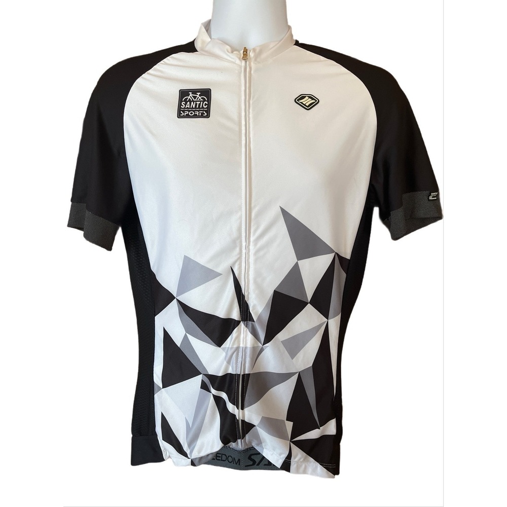 Santic Cycling Jersey Men's XL Short Sleeve Elastic Bottom Full Zip